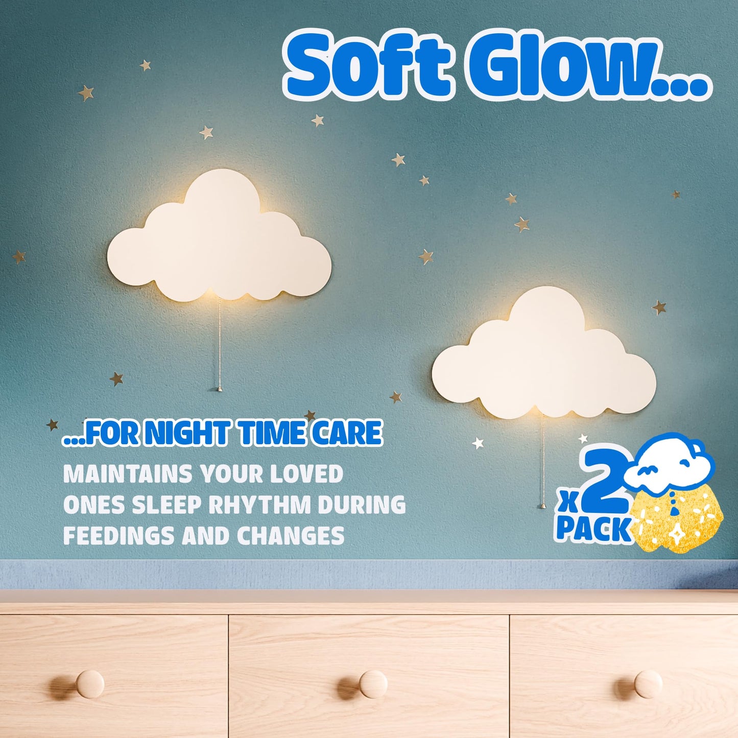 Tip perk Cloud Light - Floating Cloud Wall Lamp For Nursery | Cute Cloud Kids Bedroom Battery-operated Hanging Cloud Night Lights Cloud Cloud Baby