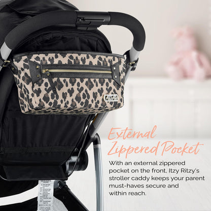 Itzy Ritzy Adjustable Stroller Caddy and Organizer Bag Featuring Front Zippered Pocket, 2 Built-in Interior Pockets & Adjustable Straps to Fit Nearly Any Stroller (Chai)