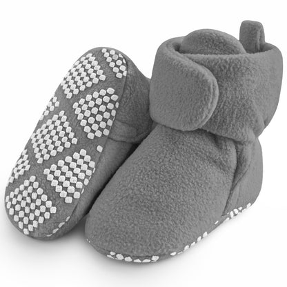 Pro Goleem Fleece Baby Booties, Warm Cozy Baby Slippers, Stay On Sock Shoes, Easy to Put on, Unisex Baby Gifts, Soft Non-Slip Adjustable Newborn Boots for Boys and Girls