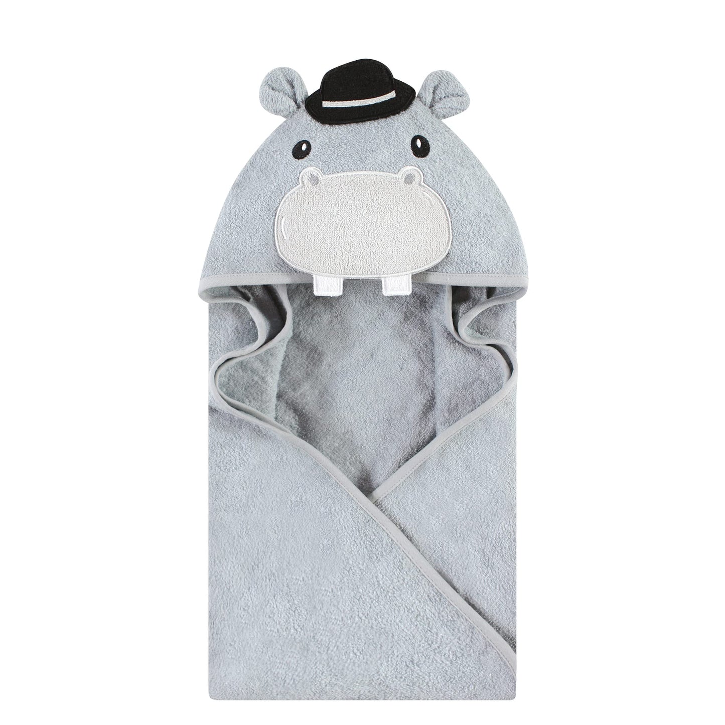Hudson Baby Unisex Baby Cotton Animal Face Hooded Towel, Pretty Elephant, One Size