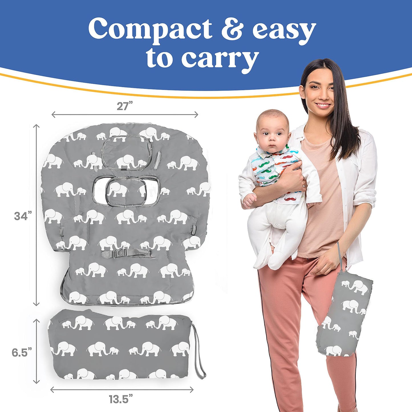 Shopping Cart Cover for Baby PILLANI, High Chair Cover for Restaurant Seat, Grocery Cart Cover for Baby Girl and Boy, Cotton Buggy Covers for Babies, Toddler Shopping Cart Cover