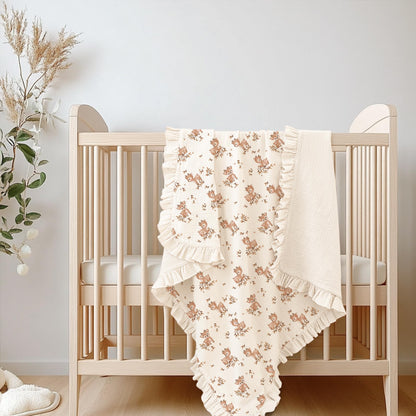 Konssy Flounce Muslin Baby Blankets, Cotton Crib Blanket for Baby Infant Toddler, Super Soft and Lightweight Nursery Blankets 40"x36" (Blossom)