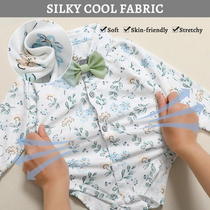 SANMIO Baby Boy Clothes Suits Infant Gentleman Outfit Collared Dress Shirt+Vest+Tie+Corsage+Pants 5Pcs Baby Suit Sets