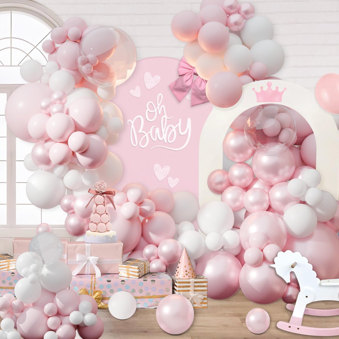 Blue Balloon Arch Kit, 127Pcs Double Stuffed Balloon Arch Garland Kit Include Pearl Blue Macaron Light blue White Clear Balloons for Bridal Shower Baby Shower Birthday Wedding Decorations