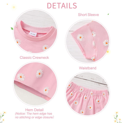 WESIDOM Toddler Girl Clothes Baby Girls Outfits 6M-5T Summer Floral Print Shirt+Shorts+Headband 3pcs Baby Clothing