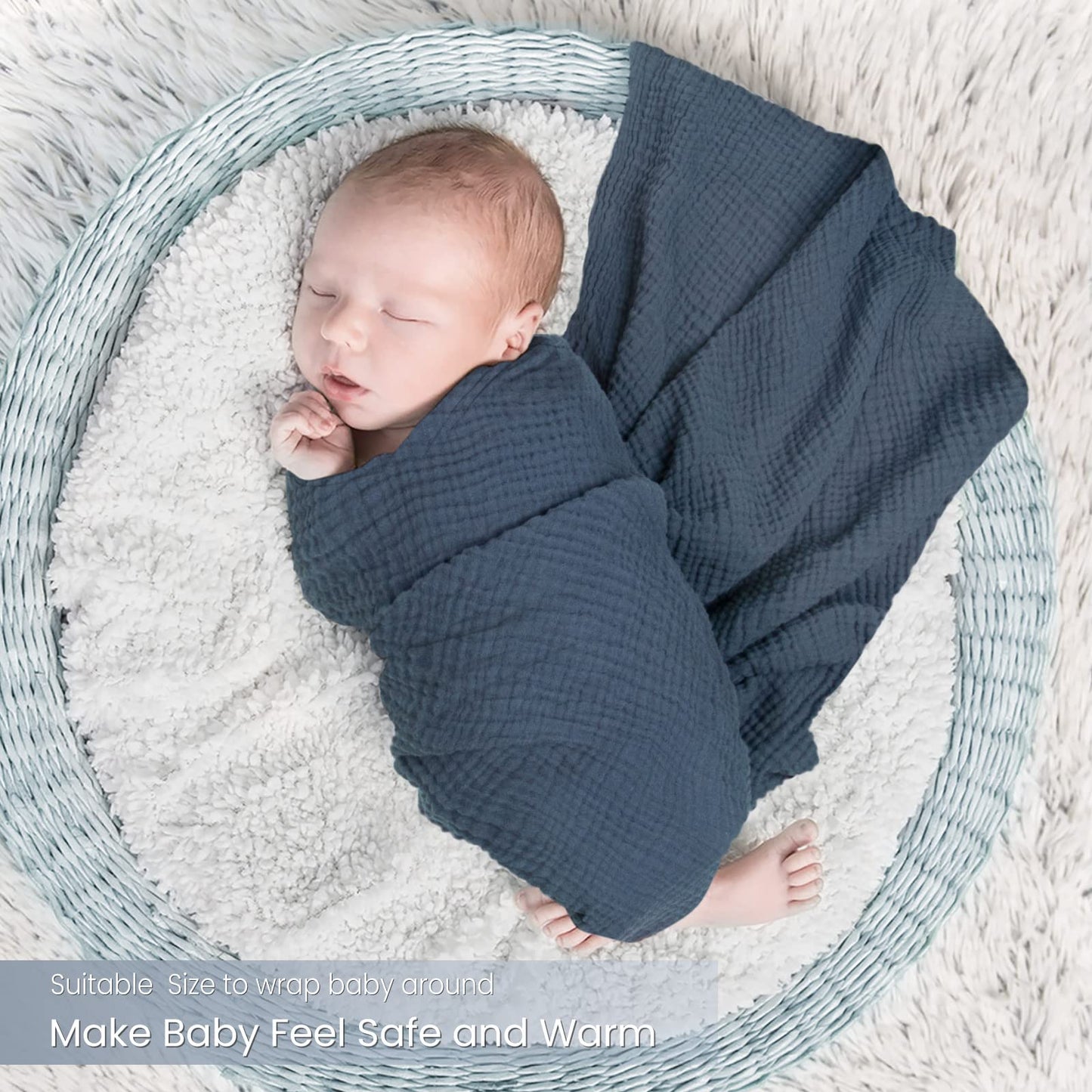 Swaddle Baby Blanket: Waffle Blanket with Satin Strim - Soft Breathable Toddler Blanket for Nursing Cover - Cotton Crib Blanket for Naptime（Cream）