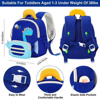 Accmor Toddler Leash Backpack with Anti Lost Wrist Link, Cute Dinosaur Bag Children Safety Walking Harness with Removable Little Pouch, Kids Travel Essential Mini Back Pack with Tether for Baby Boys
