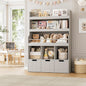 HITHOS 55.3" H Kids Bookshelf with Toy Storage Organizer, Tall Book Shelf with 3 Movable Toy Storage Bins, Large Kids Bookcase with Toy Chest, 39.2" W Modern Toy Box for Kids Room, Playroom, White