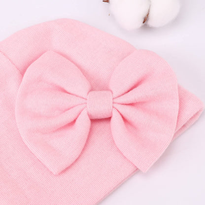 BQUBO Newborn Baby Girls Hats Mittens Set Hospital Hat Beanie Infant Bow Hats Baby Cotton Gloves for 0-6 Months
