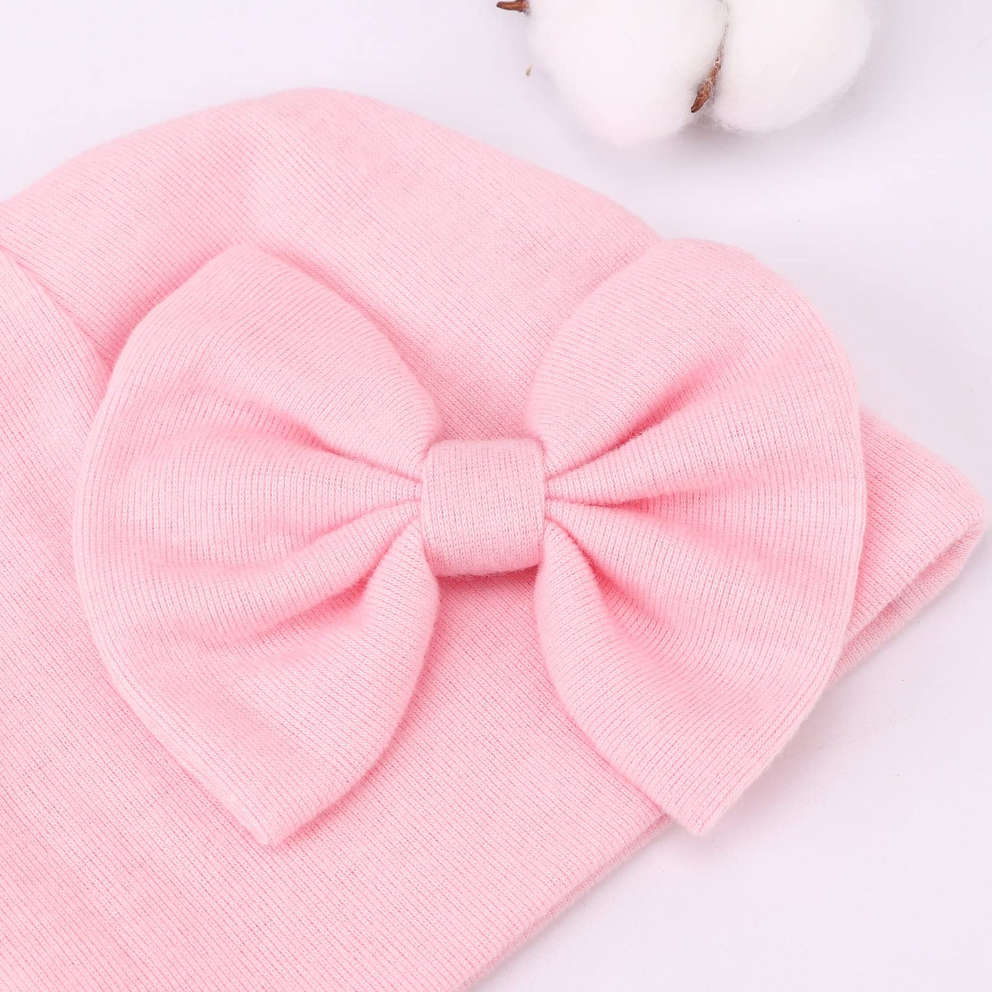 BQUBO Newborn Baby Girls Hats Mittens Set Hospital Hat Beanie Infant Bow Hats Baby Cotton Gloves for 0-6 Months