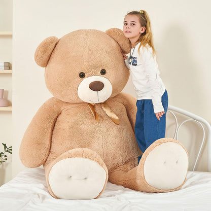 Tezituor 59" Gaint Teddy Bear Stuffed Animal,5ft Life Size Big Teddy Bears,Light Brown Cute Soft Plush Toy,Gifts for Kids Girls Boys Girlfriend Valentine,Christmas,Birthday,Baby Shower,Wedding Party