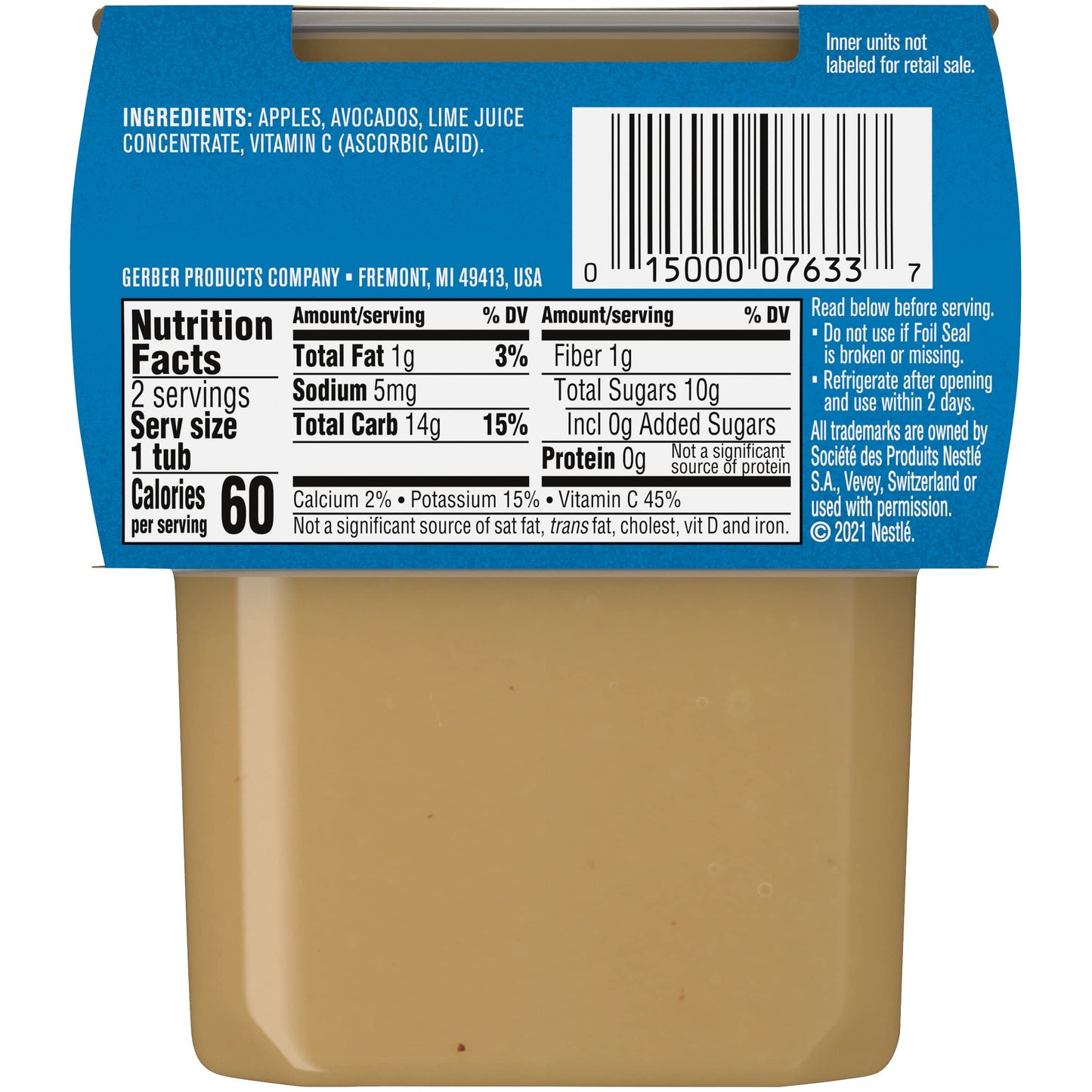 Gerber Baby Food Power Blend Apple Chicken, 4 Oz, 2 Ct Tubs