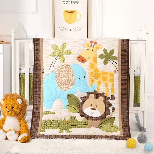Wowelife Safari Crib Bedding Set, 3 Piece Safari Baby Bedding Set Brown, Premium Baby Crib Bed Set, Breathable and Soft for Baby Boy and Girl