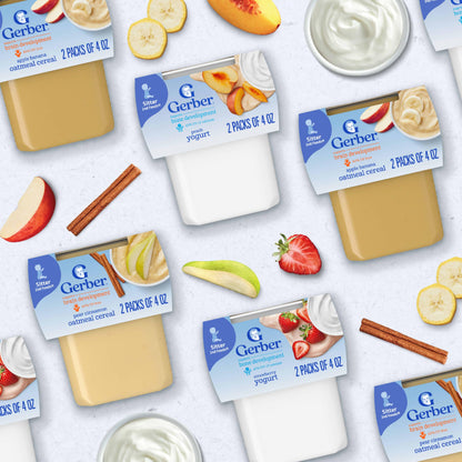 Gerber Baby Food, Yogurt Blends Snack, Banana, 2nd Foods, Baby Snacks, Baby Yogurt, Baby Food Stage 2, No Artificial Flavors or Sweeteners, No Preservatives, 4 oz Tubs (Pack of 2)