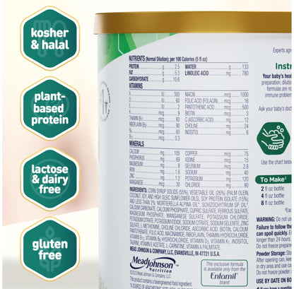 Enfamil Prosobee Plant based Baby Formula, for Sensitive Tummies, Soy-based Plant Sourced Protein, Vitamins for Immune Support, Lactose-free, Milk free, Gluten free, 20.9 Oz Can