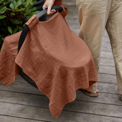 Car Seat Cover Baby - Organic Cotton - Carseat Covers Baby - Carseat Cover - Car Seat Canopy - Carseat Canopy - 100% Muslin Cotton, 43" x 32" (Soft Grey)
