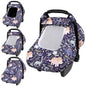 Pea Pod Car Seat Cover Baby, Infant Car Seat Canopy Covers for Newborn with 2 Layers Windows of Breathable Mesh Fabric, Lightweight Polyester/Soft Minky Dot Backing (Floral & Rainbow)
