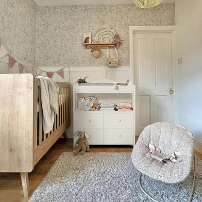 BOLUO White Changing Table with Drawers Fabric Baby Dresser with Changing Table Top Diaper Changing Station with Storage Shelf for Nursery Modern