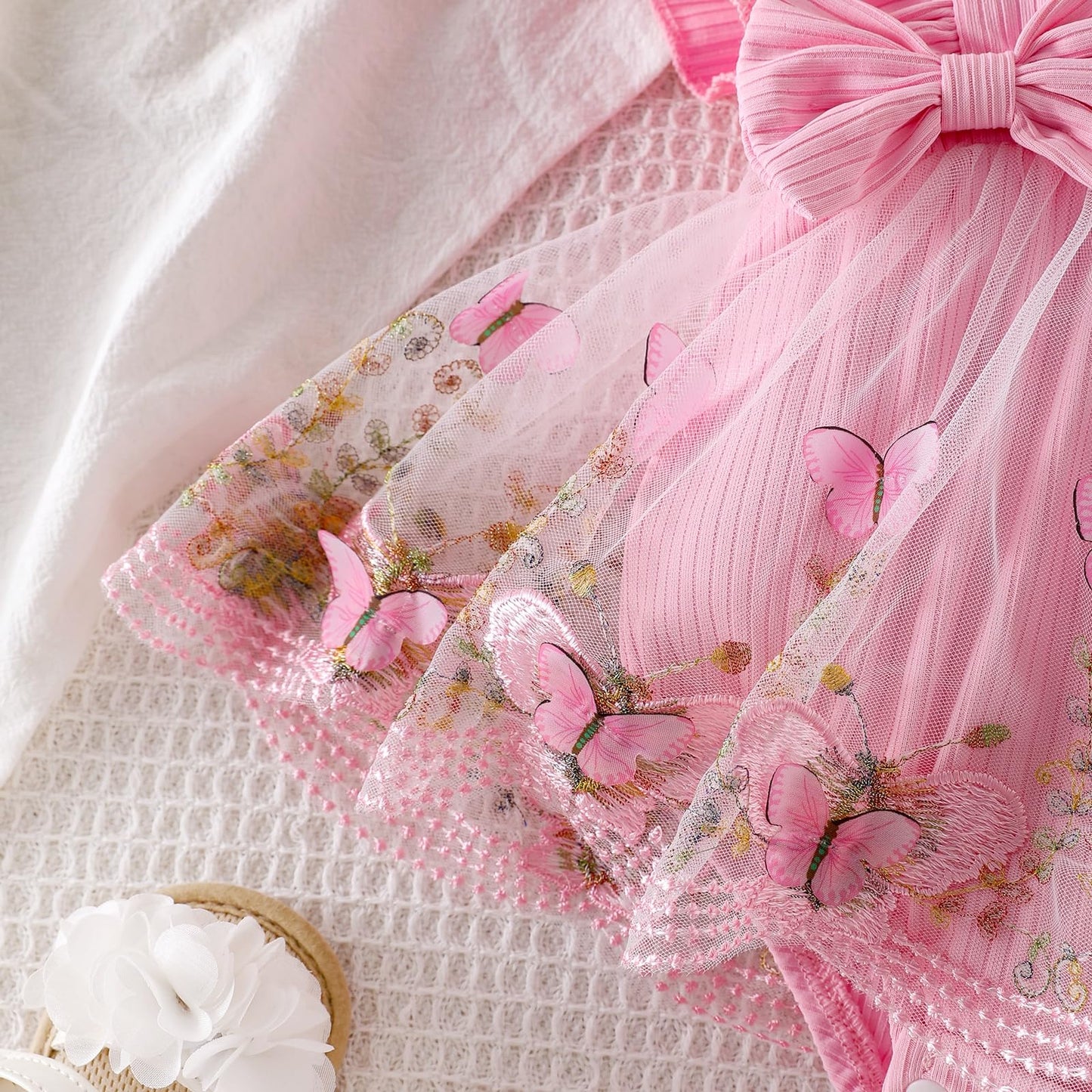 Baby Girl Clothes Newborn Summer Outfits Butterflies Embroidery Tulle Ruffle Sleeveless Infant Romper 0-18 Months