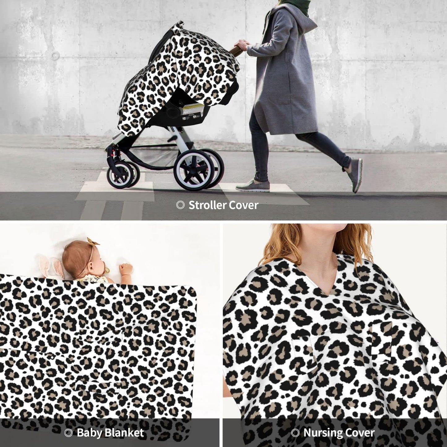 9CH Car Seat Covers for Babies, Peekaboo Opening Minky Car Seat Cover for Baby Mom Nursing Breastfeeding Covers, Winter Minky Baby Carrier Cover for Girls Boys (Black Star)