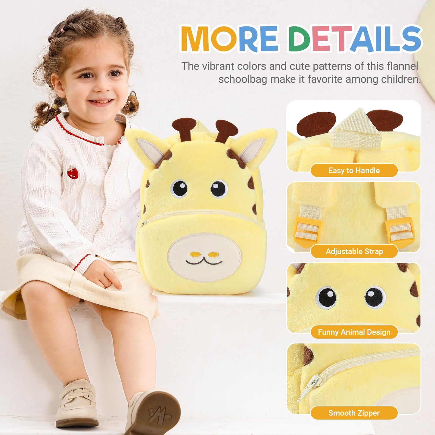 MICHLEY Toddler Backpack Plush Animal SchoolBag Cartoon Girls Travel Bag Mini Baby Daypack for Kids Kindergarten Pre School Bags, Cow