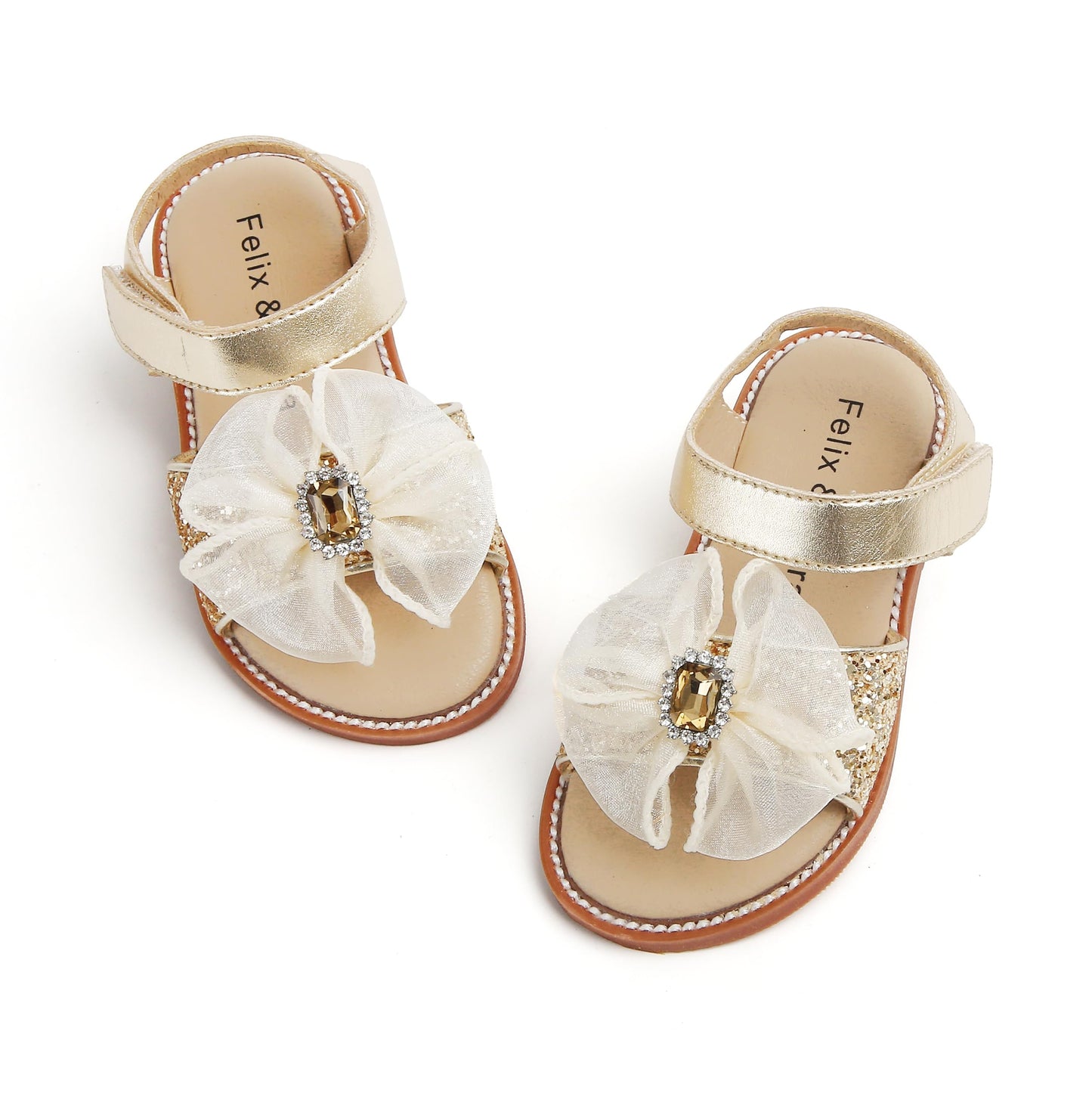 Felix & Flora Toddler Girls Sandals Soft Rubber Flats Summer Baby Flower Girl Shoes.