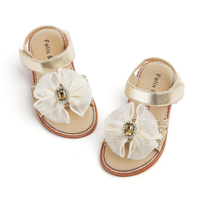 Felix & Flora Toddler Girls Sandals Soft Rubber Flats Summer Baby Flower Girl Shoes.