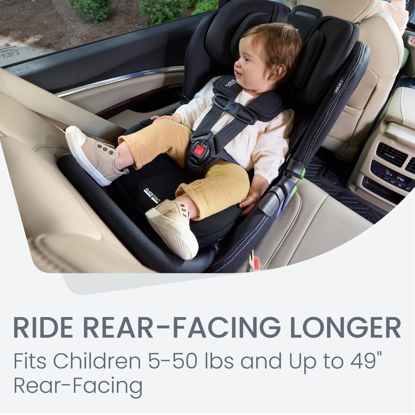 Britax Poplar S Convertible Car Seat, 2-in-1 Car Seat with Slim 17-Inch Design, ClickTight Technology, Arctic Onyx