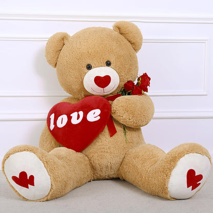 MorisMos Smile Giant Teddy Bear, 51inch Large Stuffed Bears with Big Footprints, Big Stuffed Animals Cuddly Plush Gifts for Girlfriends, Boyfriend, Dark Brown