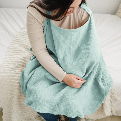 Konssy Muslin Nursing Cover for Baby Breastfeeding, Breathable 100% Cotton Breastfeeding Cover with Rigid Hoop for Mother Nursing Apron, Multi-use Carseat Canopy (Summer Wheat)