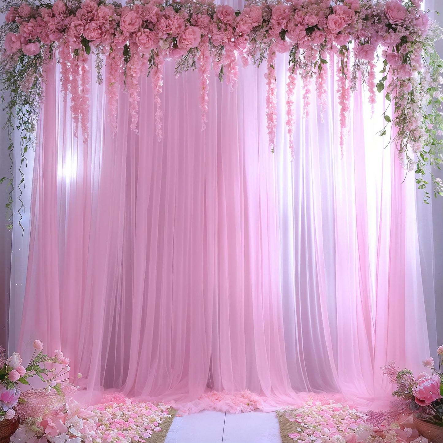 Champagne Tulle Backdrop Curtain for Parties Wedding 10ft×8ft Champagne Sheer Backdrop Curtains for Baby Shower Bridal Shower Reception Birthday Party Christmas Photoshoot Decorations 2 Panels