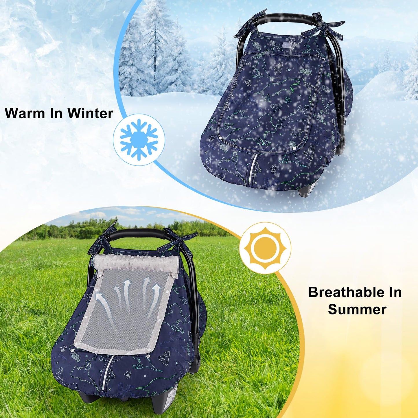 Unicorn Castle Baby Car Seat Cover Infant Car Seat Covers for Babies Breathable Car Seat Canopy Mesh Window Carseat Cover for Four Seasons Newborn