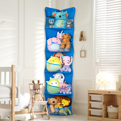 Lilly's Love Corner Stuffed Animal Toy Storage Hanging Organizer | 5 Expandable Mesh Net Pockets, Stores Loads of Plush Toys | Large Plushie Display for Boys, Girls | Pink
