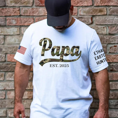 Personalized Fathers Day T-Shirt, Custom Grandpa Grandkids Name Shirt, Papa Shirts, Dad Gifts for Fathers Day and Christmas