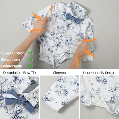 YALLET Baby Boy Clothes Suit 0-24 Months Infant Gentleman Outfits Formal Dress Shirt+Bowtie+Vest+Pants Set Baby Wedding Suits