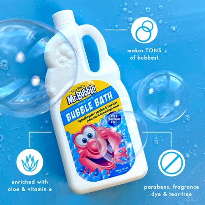 Mr. Bubble Extra Gentle Bubble Bath - Hypoallergenic, Tear Free Bubble Bath Solution Perfect for Sensitive Skin (Pack of 2 Bottles, 16 fl oz Each)