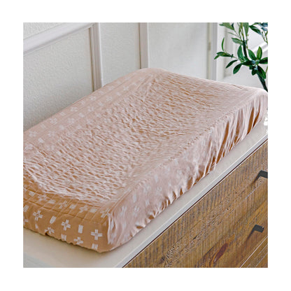 Crane Baby Quilted Changing Pad Cover with Animal Print, Breathable Cotton Sateen, Fits Standard 16”X32” Pads, Ocean Whale Blue