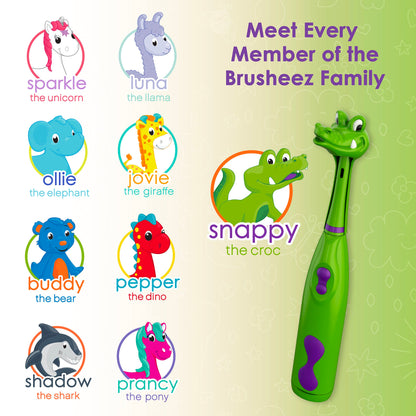 Brusheez Kids’ Electric Toothbrush Set - Safe & Effective for Ages 3+ - Parent Tested & Approved with Gentle Bristles, 2 Brush Heads, Rinse Cup, 2-Minute Timer, & Storage Base (Sparkle The Unicorn)