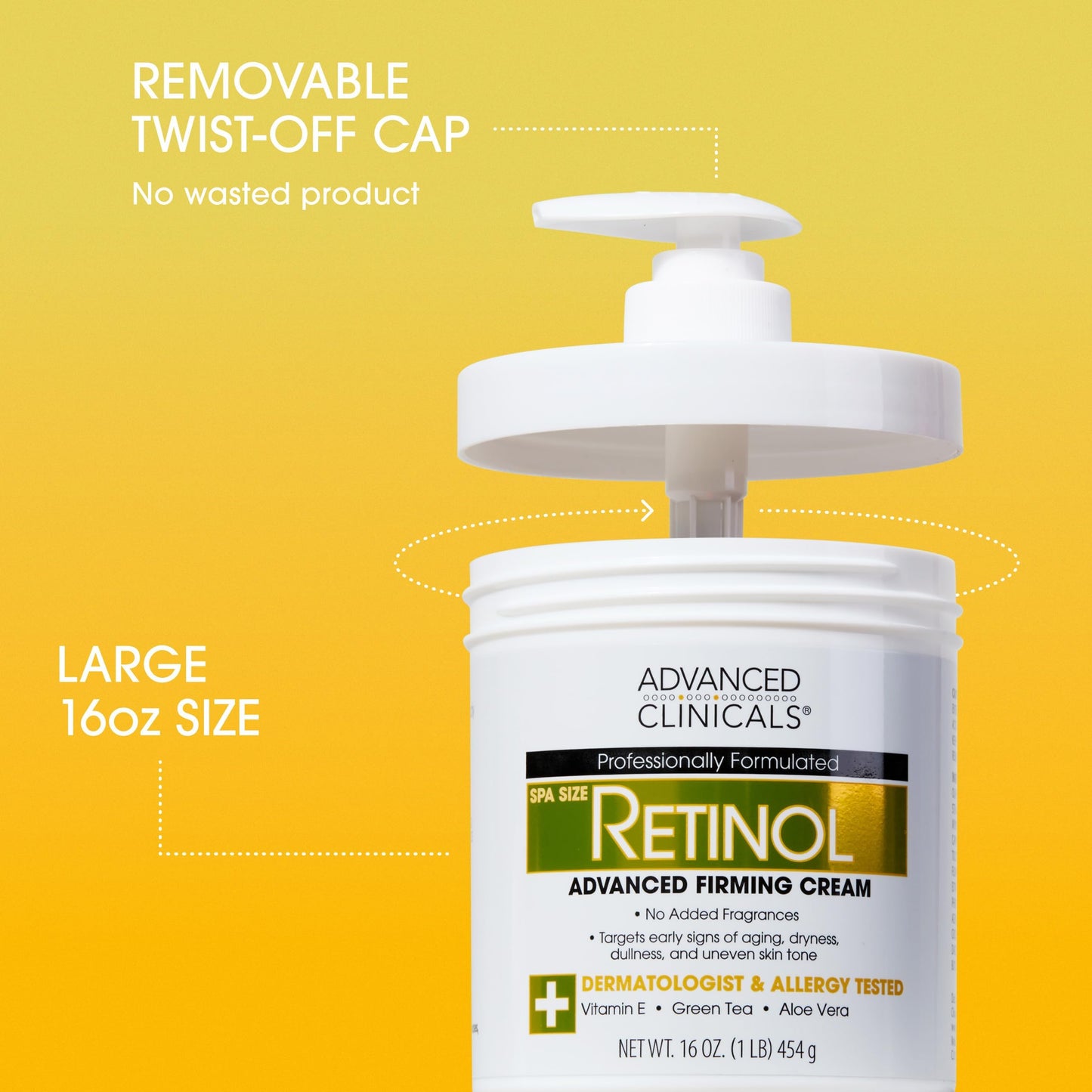 Advanced Clinicals Retinol Body Lotion & Face Moisturizer | Visible Anti Aging Skin Care Retinol Body Cream For Women & Men Targets Look Of Fine Lines, Wrinkles, & Crepe Looking Dry Skin, 16 Ounce