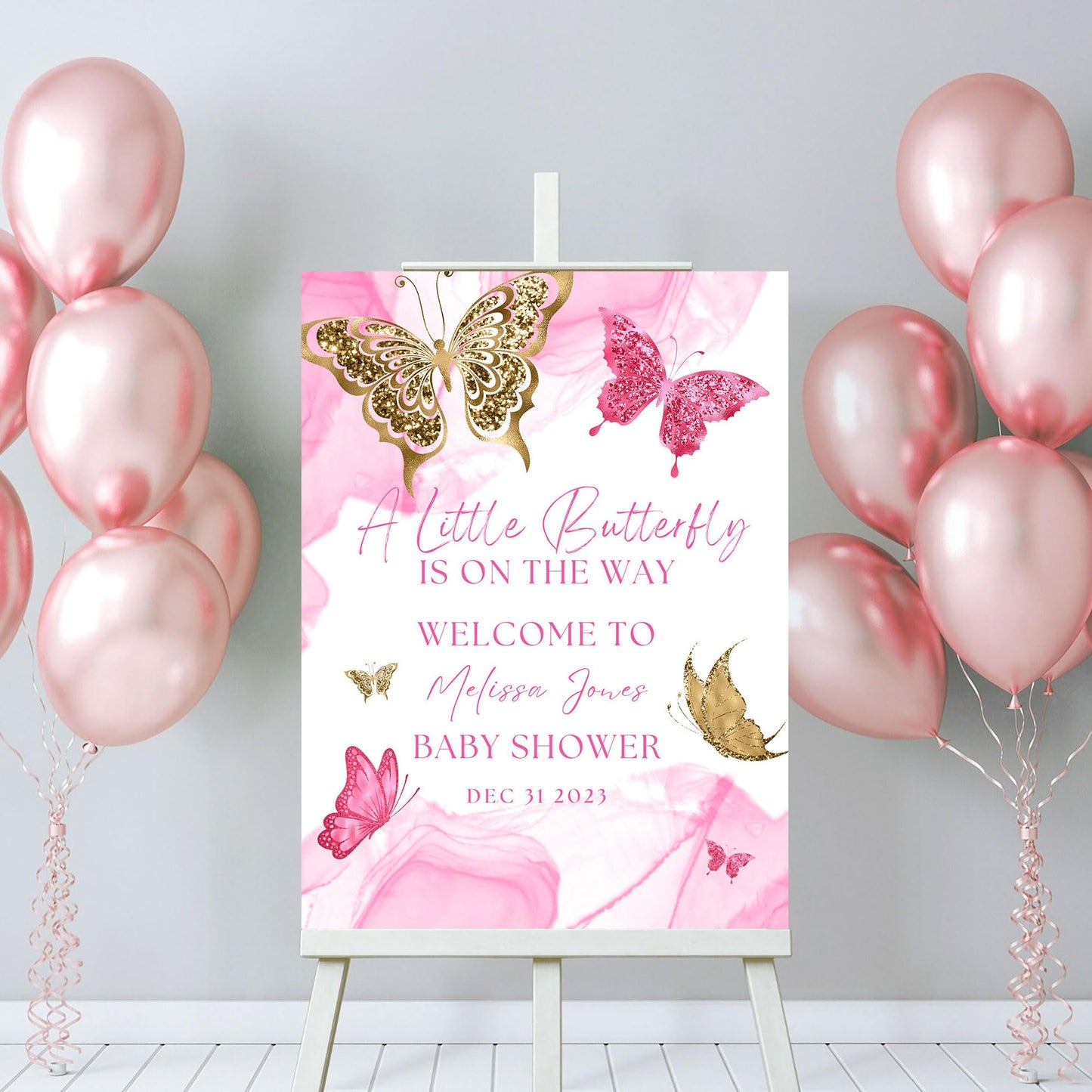 Personalized A Little Snowflake Is On The Way Welcome Sign, Pink, Girl, Winter Baby Shower Canvas