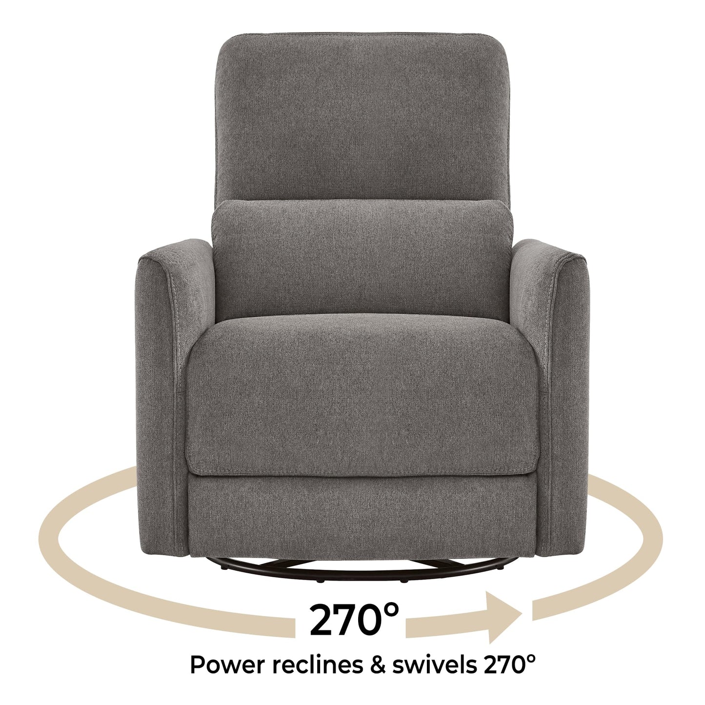 CHITA Power Recliner Chair Swivel Glider, FSC Certified Upholstered Living Room Nursery Reclining Sofa Chair with Lumbar Support, Linen