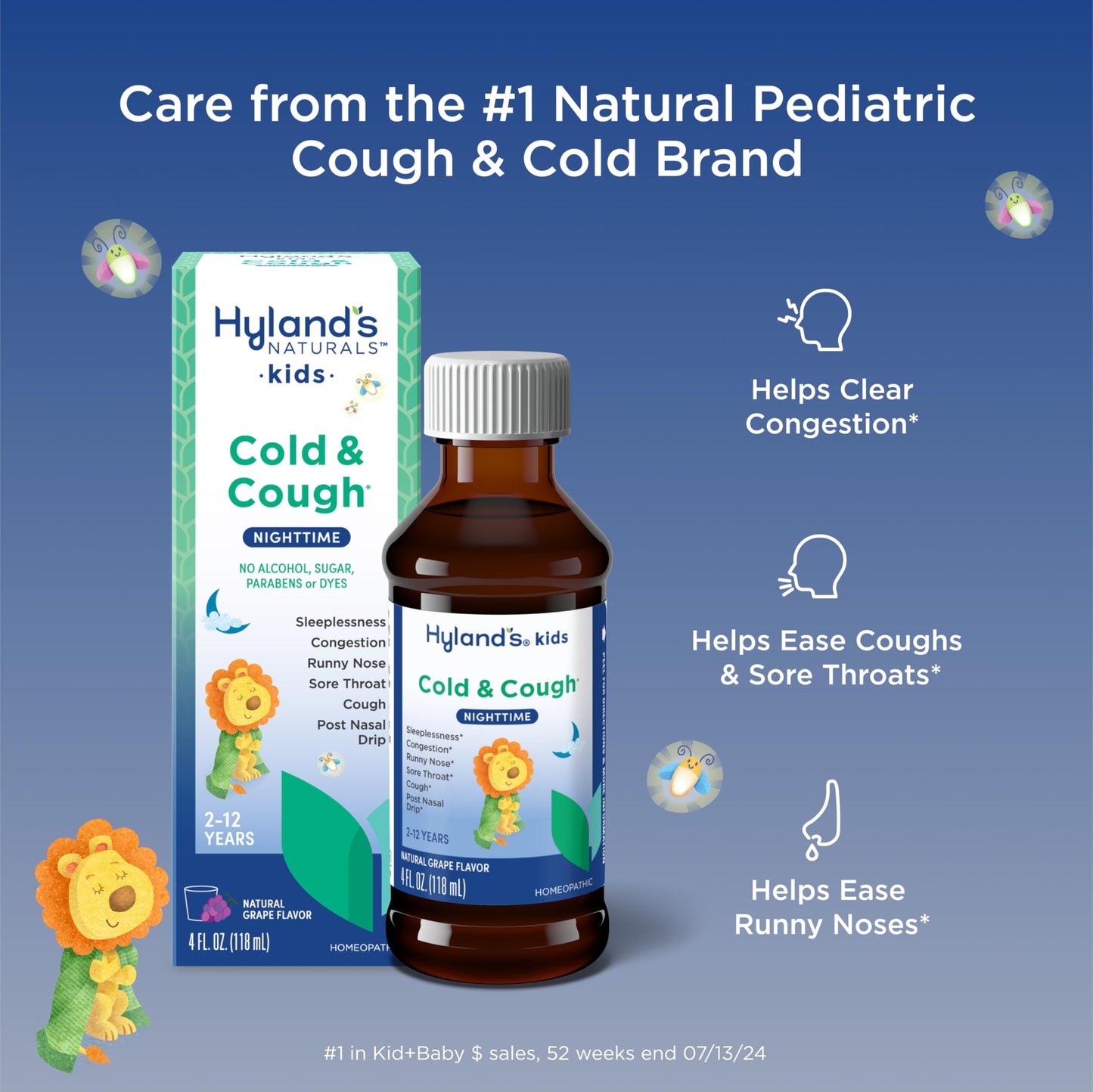 Hyland's Kids Cold and Cough, Day and Night Combo Pack, Cold Medicine for Ages 2 and up, Syrup Cough Medicine for Kids, Nasal Decongestant, 4 Fl Oz (Pack of 2)