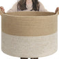 INDRESSME XXXLarge Cotton Rope Basket 21.7" x 21.7" x 13.8" Woven Baby Laundry Blanket Basket Toy Baskets with Handle Storage Comforter Cushions Thread Laundry Hamper