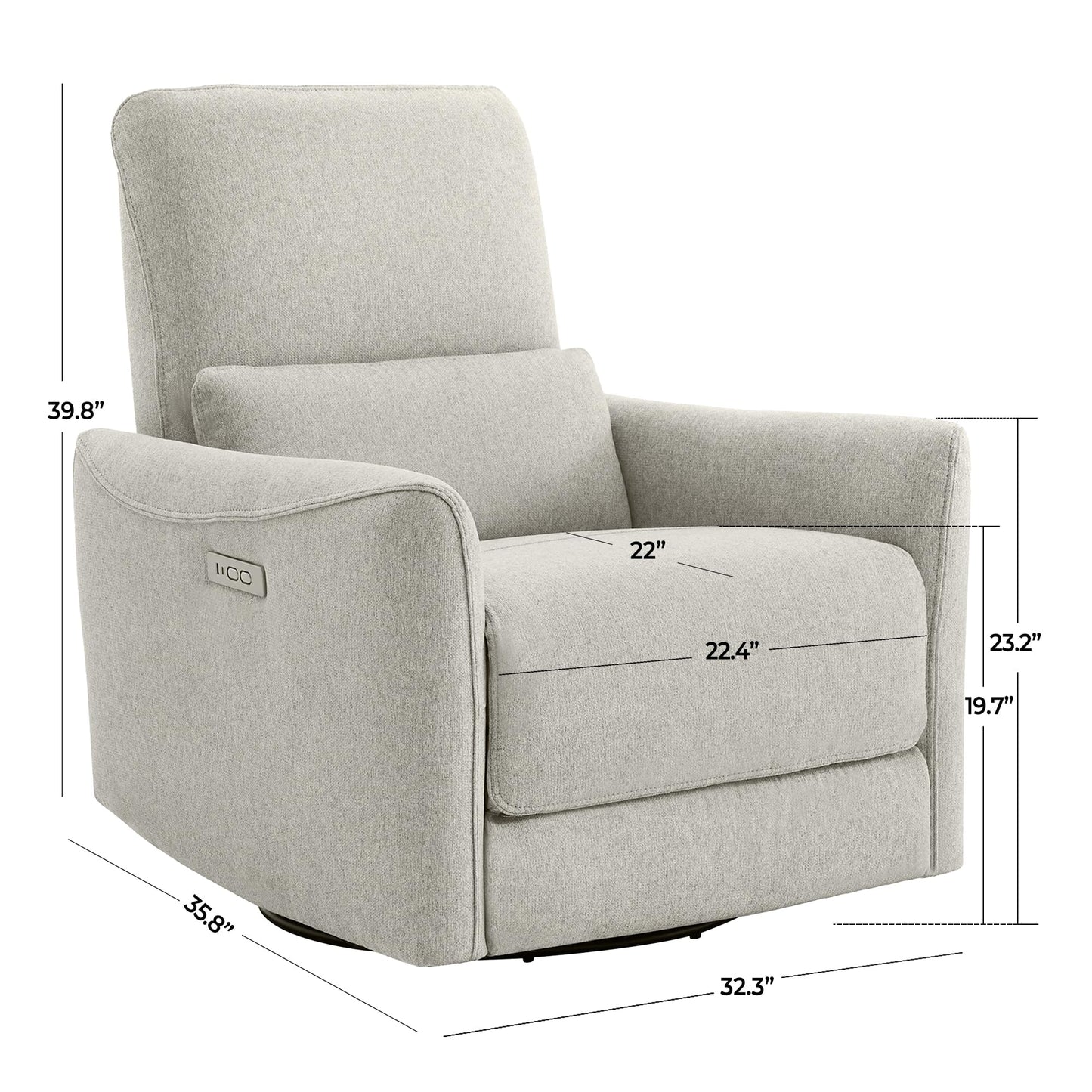 CHITA Power Recliner Chair Swivel Glider, FSC Certified Upholstered Living Room Nursery Reclining Sofa Chair with Lumbar Support, Linen