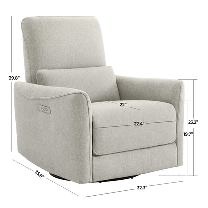 CHITA Power Recliner Chair Swivel Glider, FSC Certified Upholstered Living Room Nursery Reclining Sofa Chair with Lumbar Support, Linen