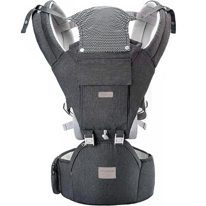 Baby Carrier, Ergonomic 6-in-1 Baby Carrier with Hip Seat for Newborn Infant Toddler, Adjustable Detachable Baby Holder Carrier for Dad Mom