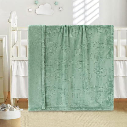 BORITAR Woodland Animal Baby Blanket for Boys Girls Ultra Soft Fleece Warm and Lightweight Blankets for Infant Toddler Newborn, 30x40 Inch, Sage Green