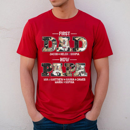 Personalized Fathers Day Shirts for Dad, Grandpa Shirt with Grandkids Names, Gifts for Dad Hunting Fishing