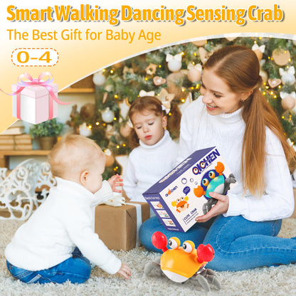 Crawling Crab Baby Toy Infant: Tummy Time Toys for Babies 3 6 9 12 18 24 36 Months, Walking Dancing Sensing Crab for Toddler 1 2 3 4 Year Old, 1st Music Birthday Gifts for Boys Girls