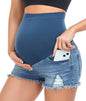HOFISH Women's Maternity Jeans Shorts Over The Belly Stretchy Comfy Denim Shorts Pants Casual Workout Pregnancy Shorts